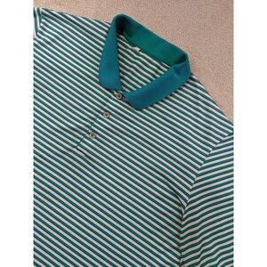 Adidas Golf Polo Shirt Striped Performance Athletic Training Mens Size XL Green